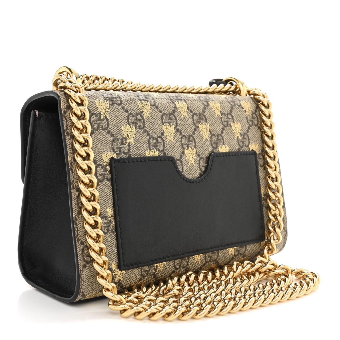 GG Supreme Monogram Bees Small Padlock Shoulder Bag Black