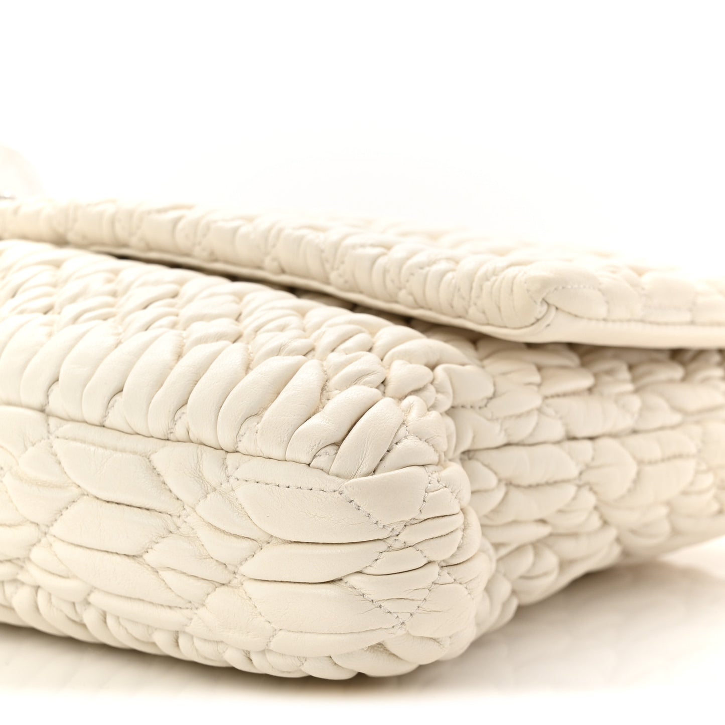 Nappa Matelasse Crystal Flap Clutch White