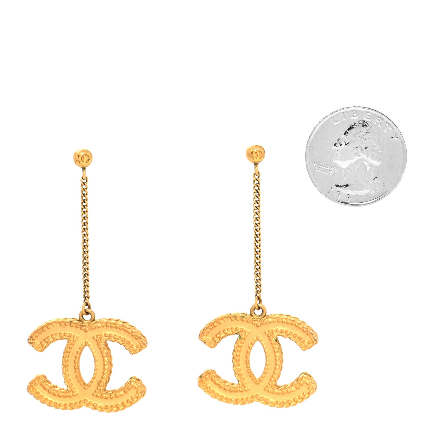 CC Drop Earrings Matte Gold