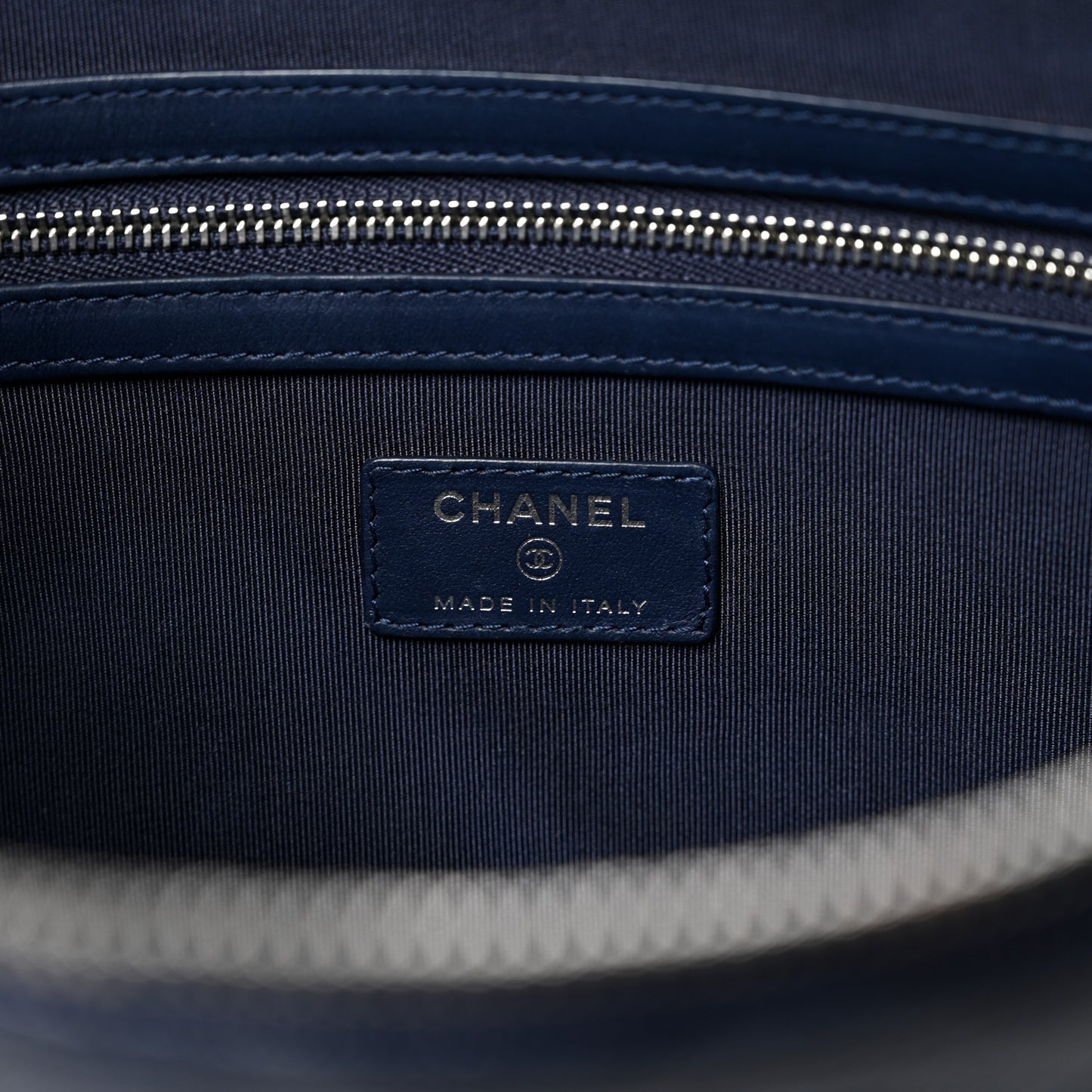 Caviar Quilted Large Cosmetic Case Navy