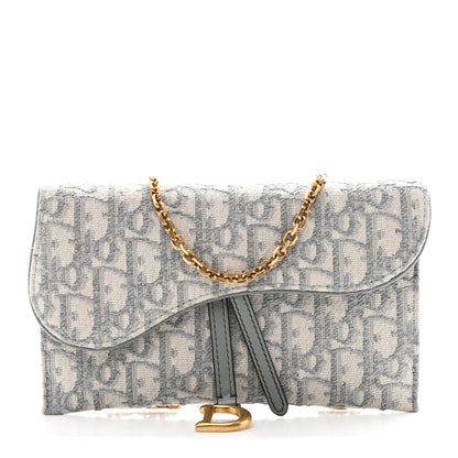 Christian Dior Oblique Saddle Chain Long Wallet Grey 2 of 23