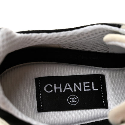 Chanel Suede Calfskin Womens CC Sneakers 39 White Black 8 of 11