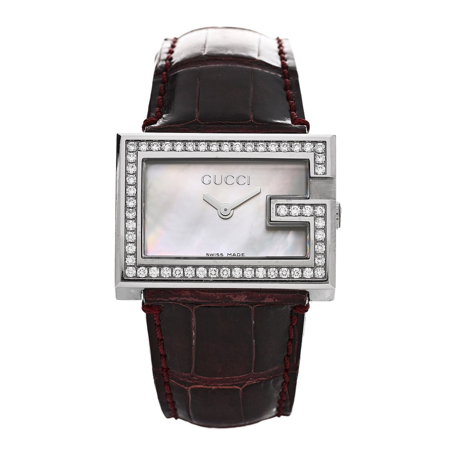 Stainless Steel Alligator Diamond Bezel Mother of Pearl 31mm 100L Quartz Watch