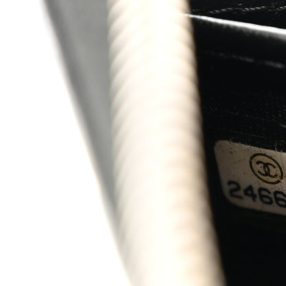 Chanel Iridescent Lambskin Camellia Embossed Large Zip Around Gusset Wallet Black 8 of 9