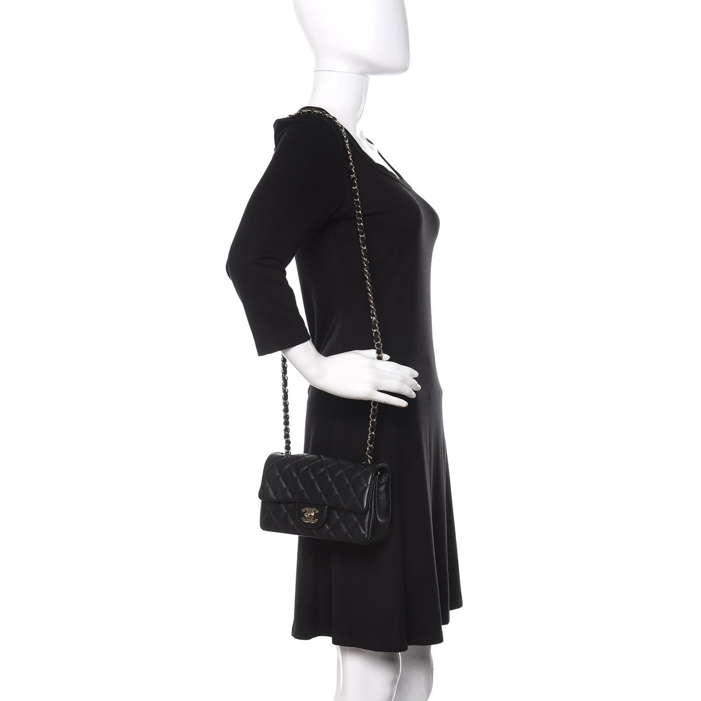 Lambskin Quilted Mini Rectangular Flap Black