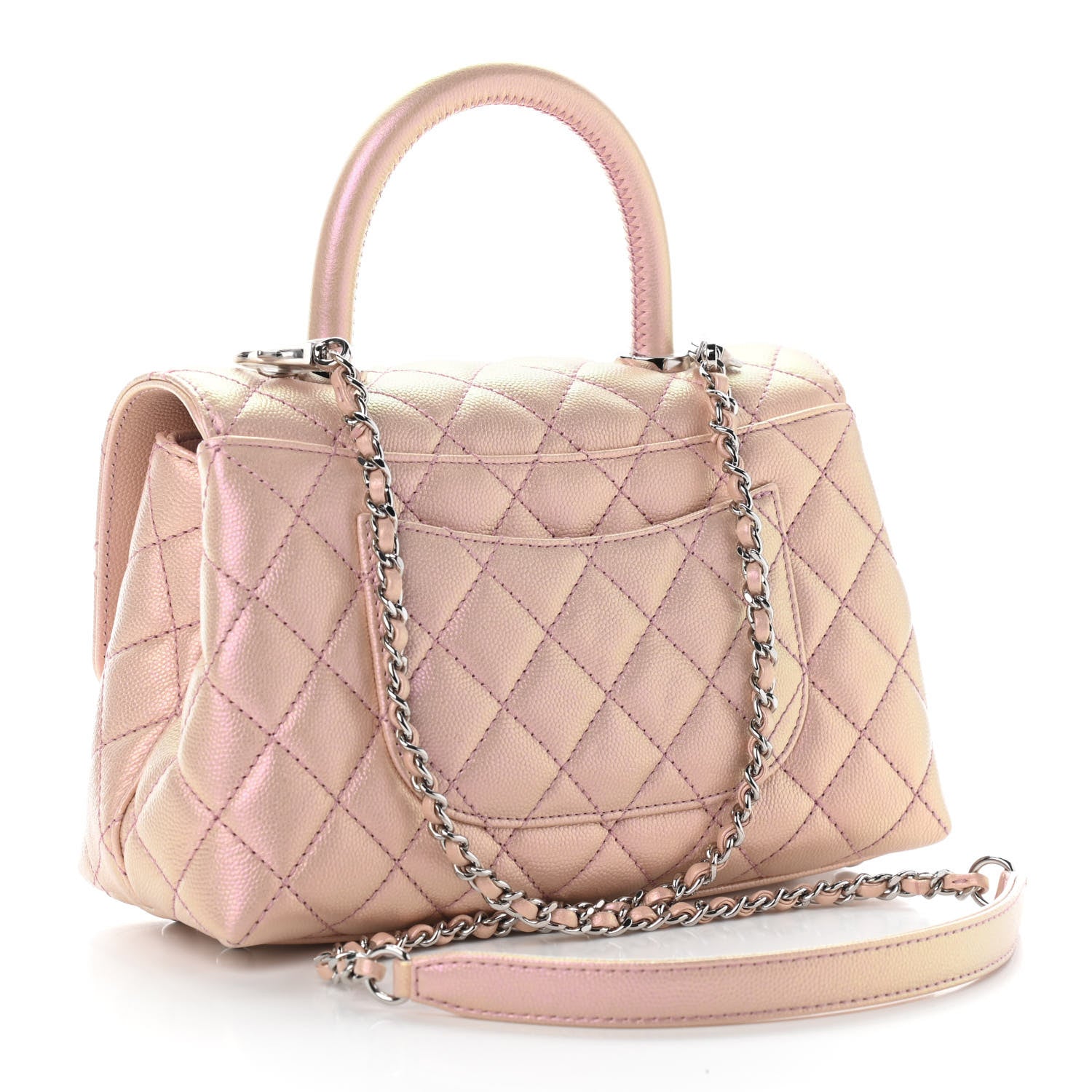 Chanel Iridescent Caviar Quilted Mini Coco Handle Flap Pink 3 of 9
