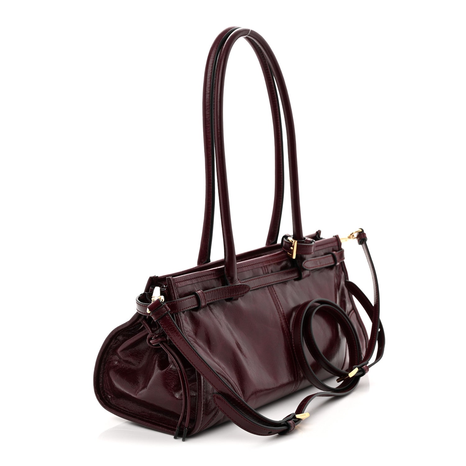 Prada Shiny Nappa Medium Bonnie Shoulder Bag Bordeaux 3 of 10