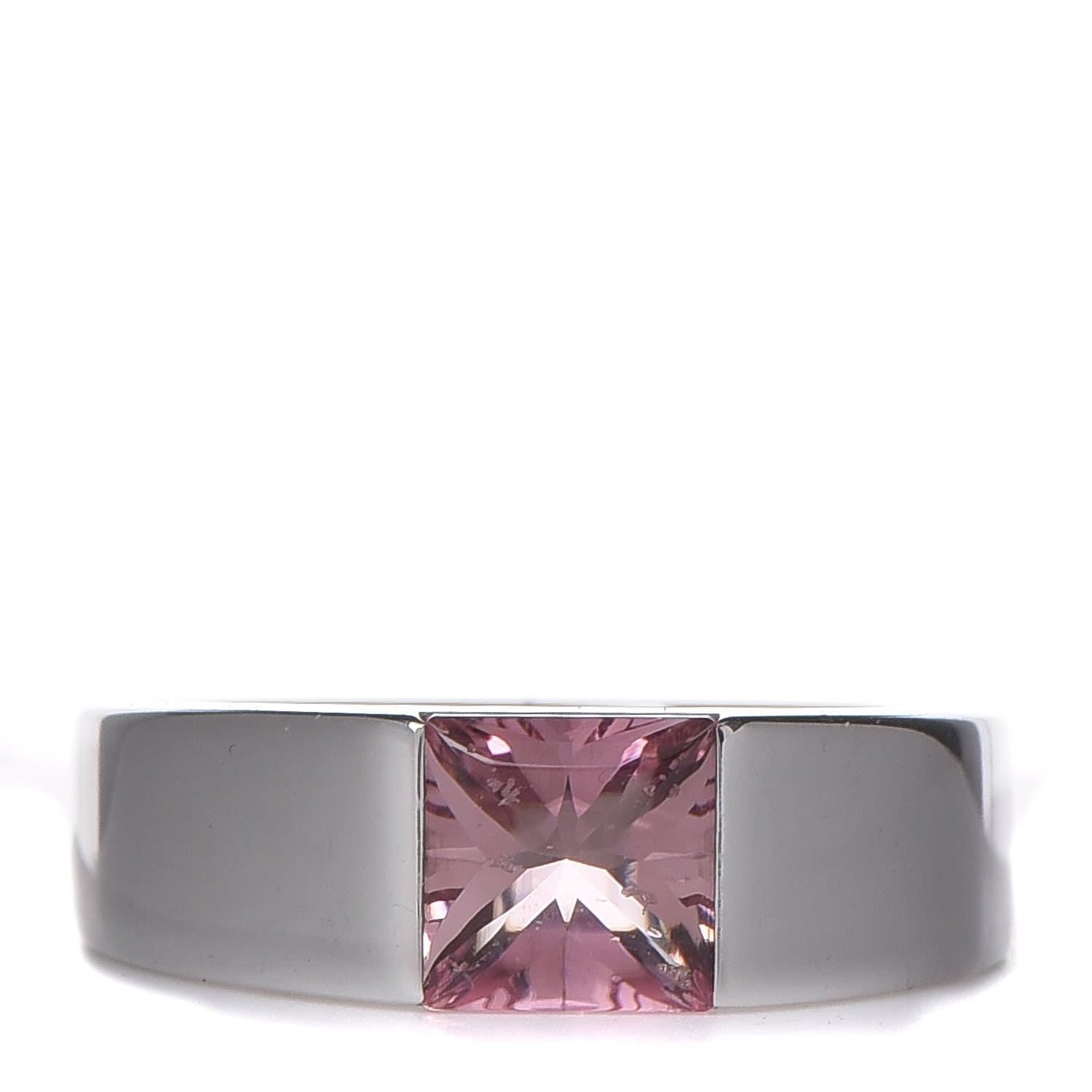 Cartier 18K White Gold Pink Tourmaline Tank Ring 47 4 1 of 5