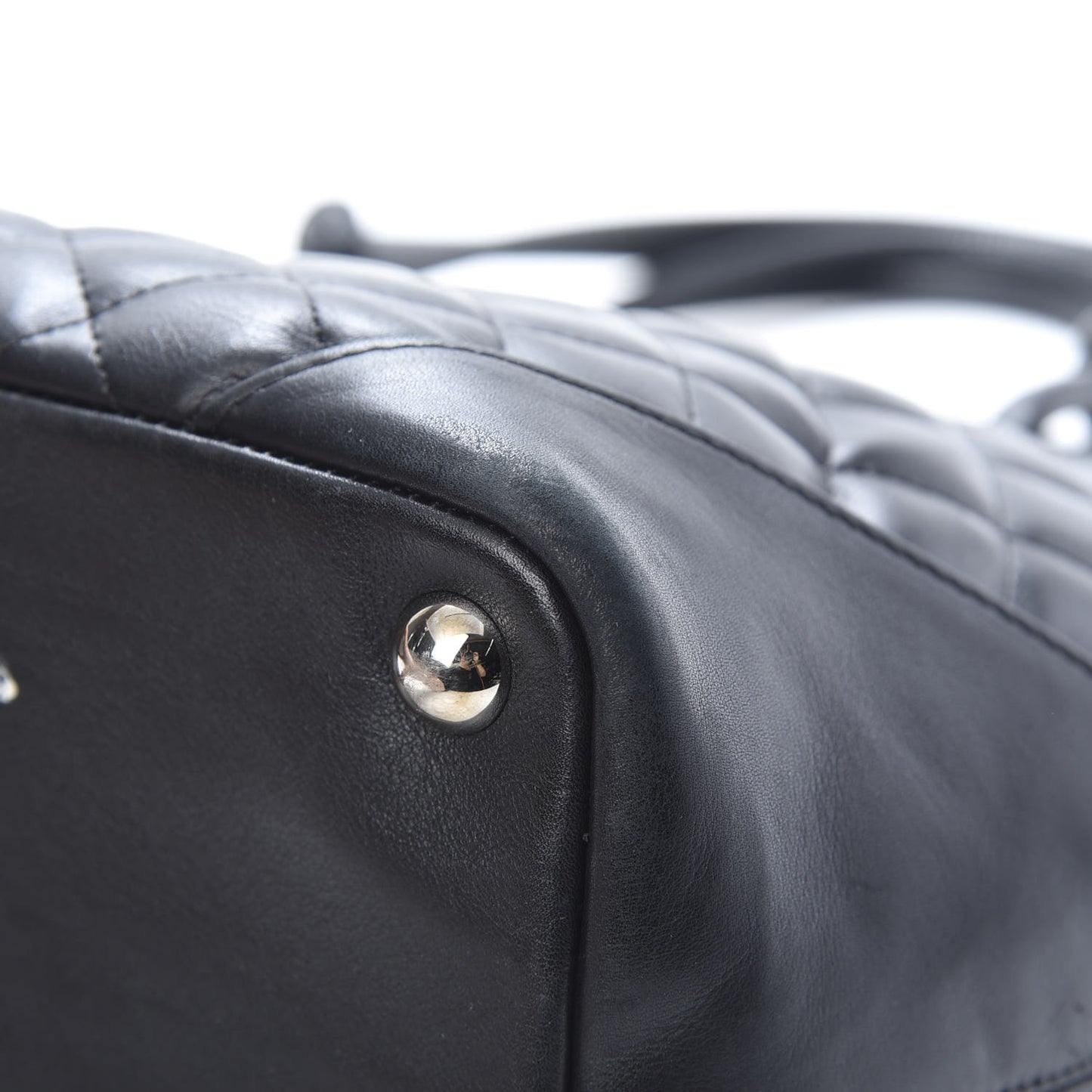 Calfskin Quilted Large Cambon Tote Black