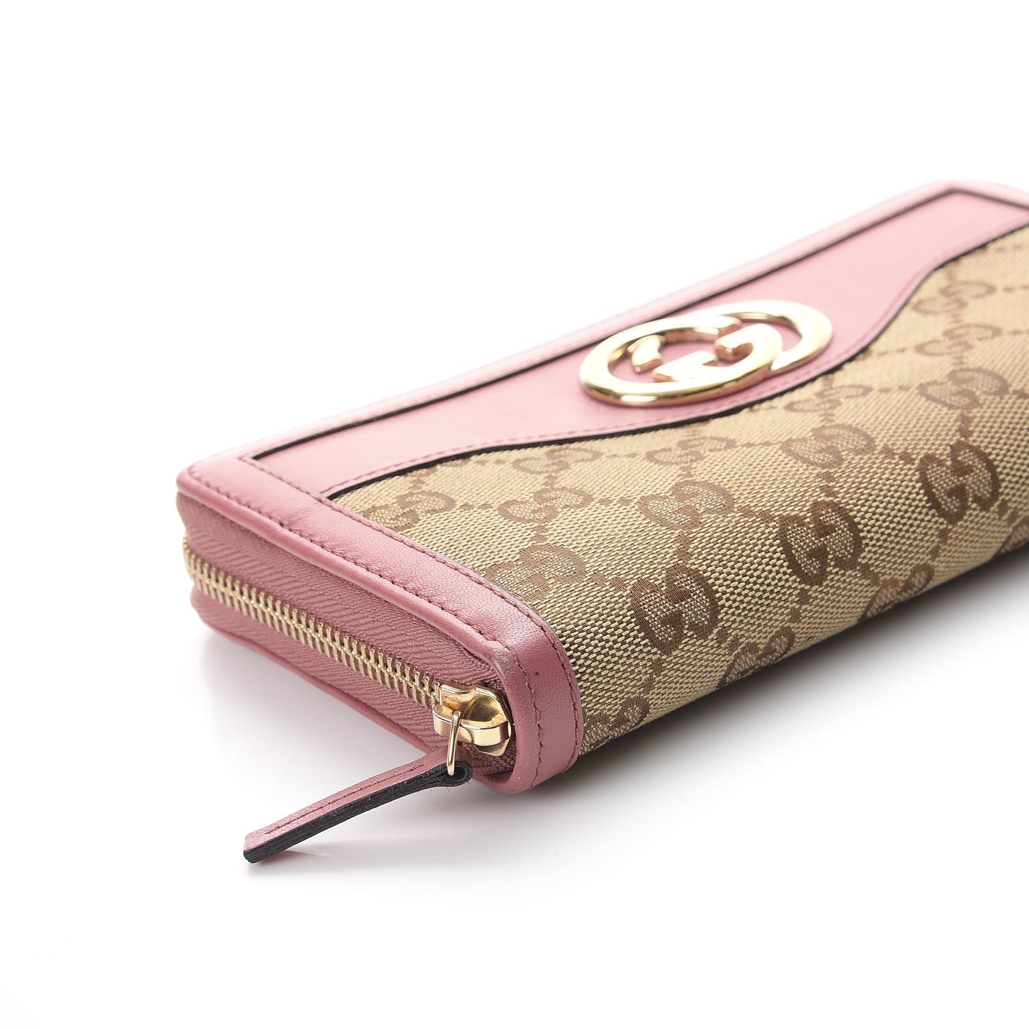 Gucci Monogram Margaux Calfskin Sukey Zip Around Wallet Beige Ebony Vintage Rose 8 of 11