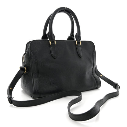 Alexander McQueen Pebbled Calfskin Small Skull Padlock Zip Around Tote Black 3 of 19
