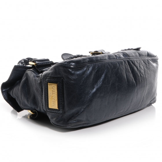 Leather Large Histoire Metallic Blue