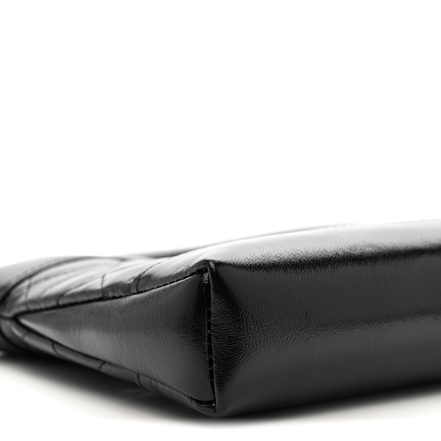 Shiny Crumpled Calfskin Quilted Nano 31 Shopping Bag Black