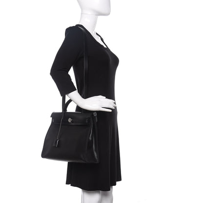 Hermes Toile H Berline Vache Hunter Herbag Zip PM 31 Black Ecru 2 of 9