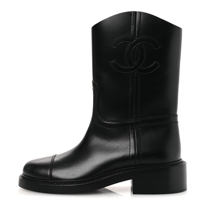 Chanel Calfskin Cap Toe Boots 37 Black 1 of 12