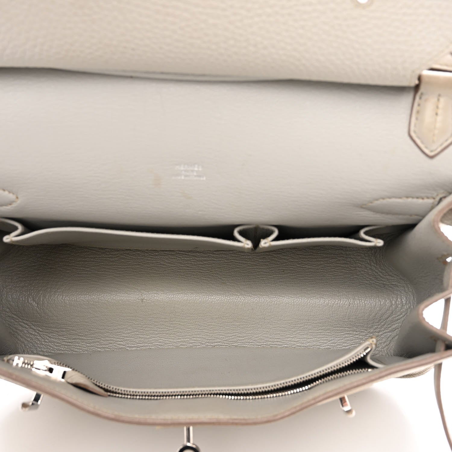 Hermes Taurillon Clemence Jypsiere 28 Gris Perle 4 of 12