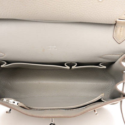 Hermes Taurillon Clemence Jypsiere 28 Gris Perle 4 of 12