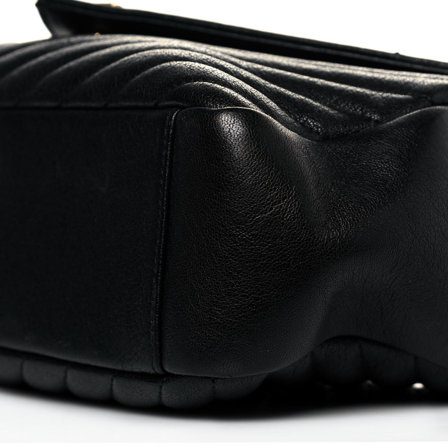 Sheepskin Matelasse Chevron Monogram Large College Satchel Black