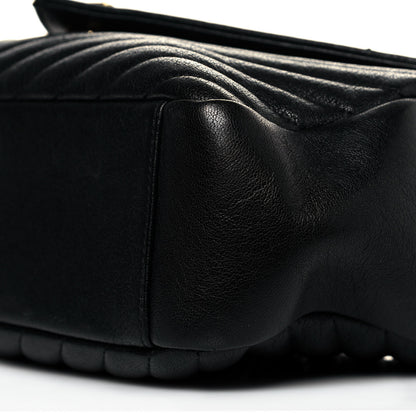 Saint Laurent Sheepskin Matelasse Chevron Monogram Large College Satchel Black 9 of 13