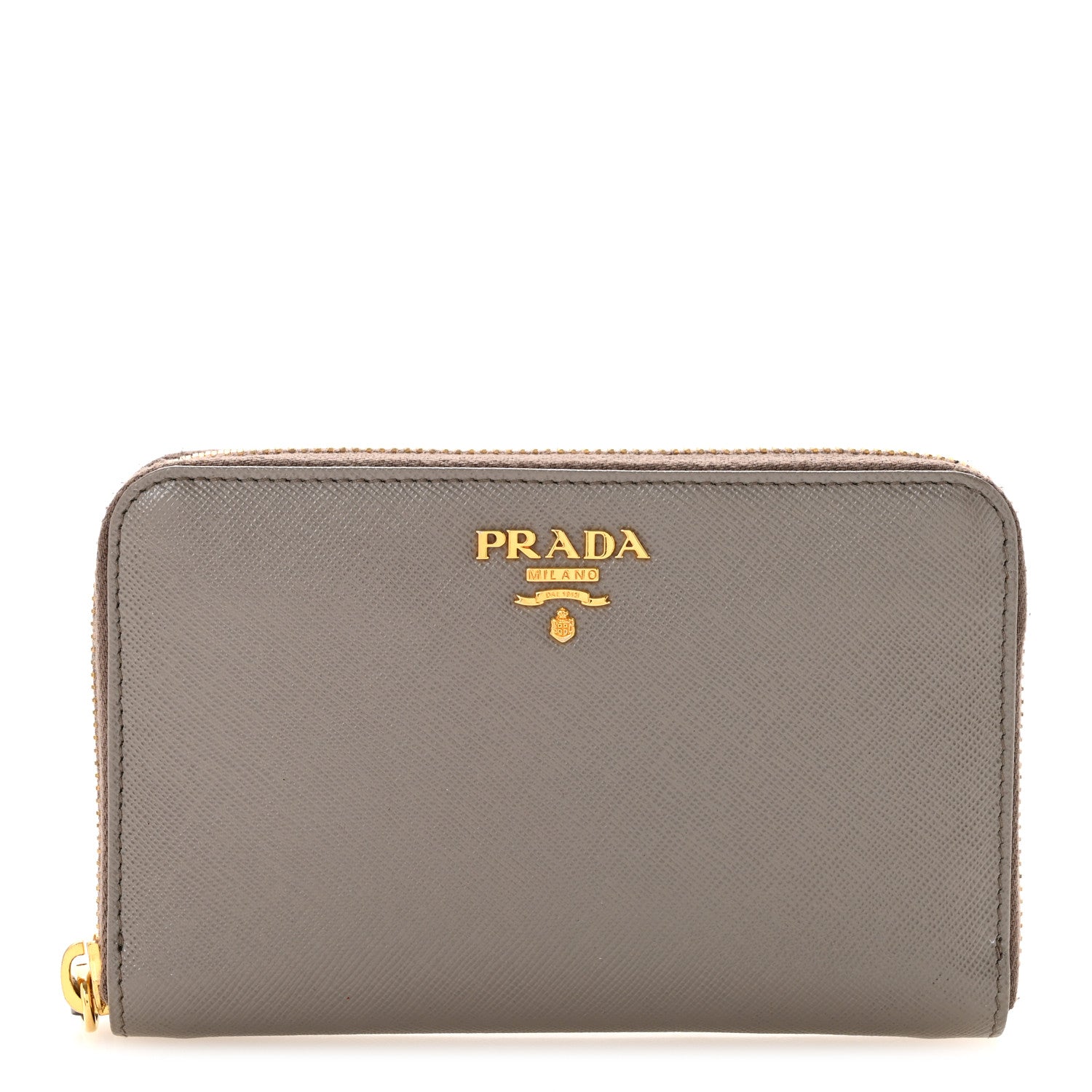 Prada Saffiano Metal Zip Around Wallet Argilla 1 of 10
