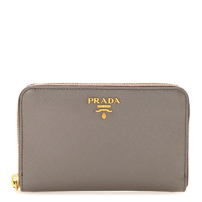 Prada Saffiano Metal Zip Around Wallet Argilla 1 of 10