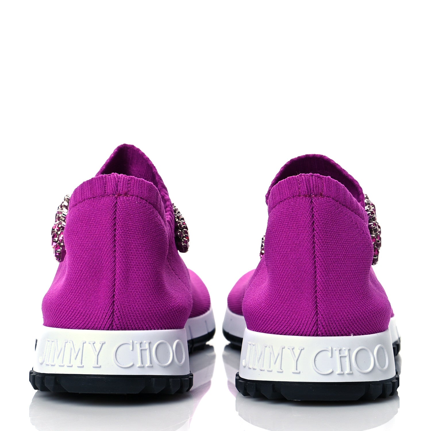 Jimmy Choo Stretch Fabric Crystal Ankle Sock Sneakers 40 Fuchsia 5 of 9