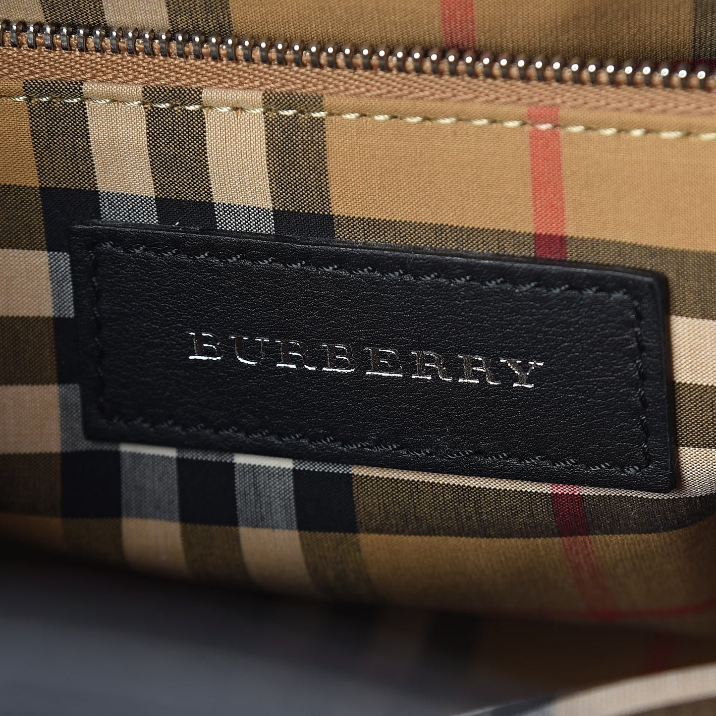 Grainy Calfskin Vintage Check Medium Banner Tote Black