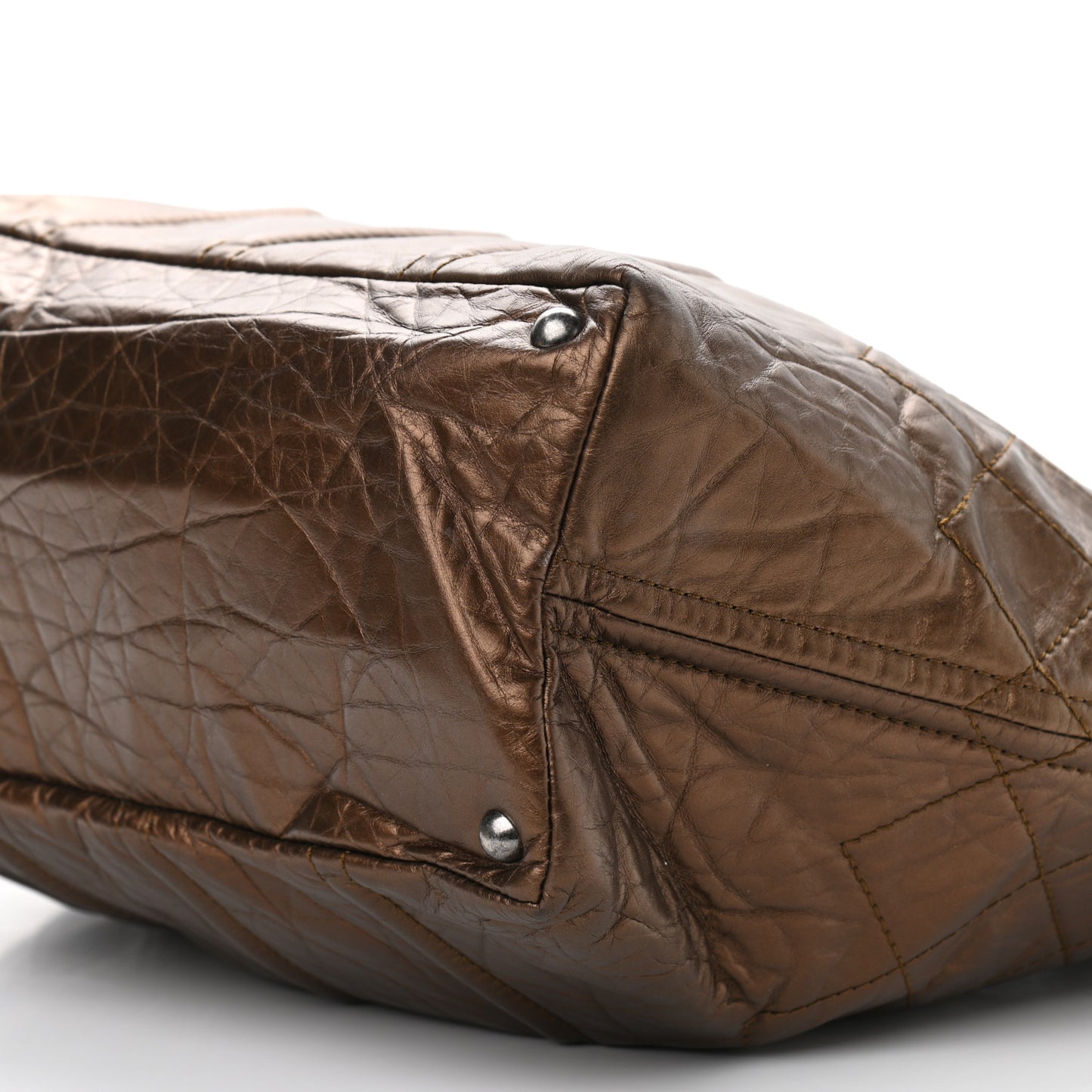 Metallic Aged Calfskin Large Shopping In Moscow Tote Bronze