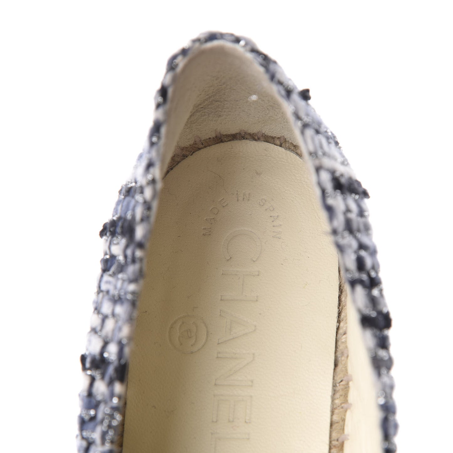 Metallic Tweed Lambskin CC Espadrilles 38 Black Silver