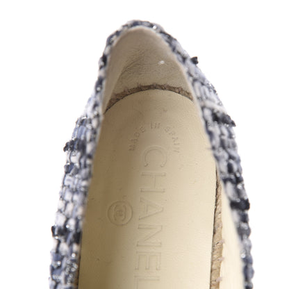 Chanel Metallic Tweed Lambskin CC Espadrilles 38 Black Silver 8 of 11