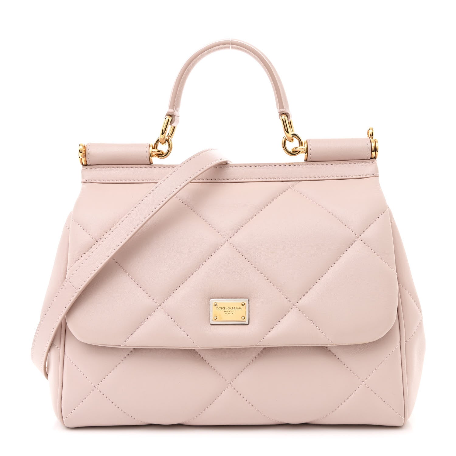 Dolce & Gabbana Nappa Quilted Medium Miss Sicily Satchel Rosa Polvere 1 of 11