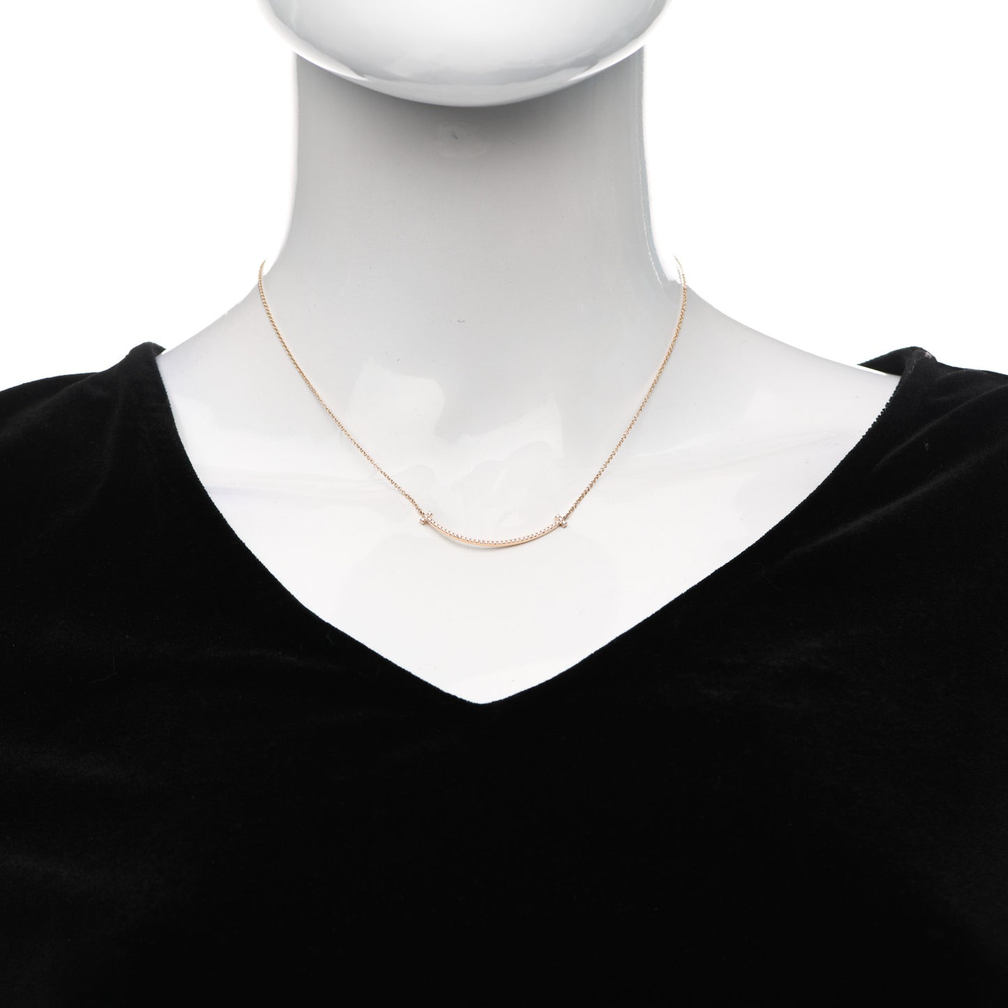 18K Rose Gold Diamond Small T Smile Pendant Necklace