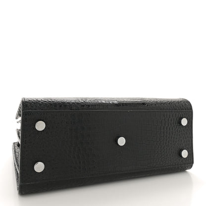 Saint Laurent Calfskin Crocodile Embossed Baby Sac De Jour Black 4 of 17