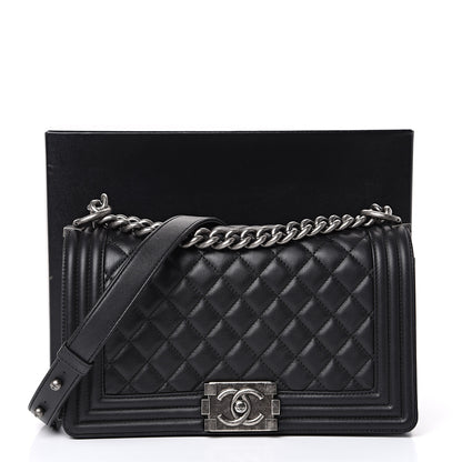 Chanel Lambskin Quilted Medium Boy Flap Black 14 of 14