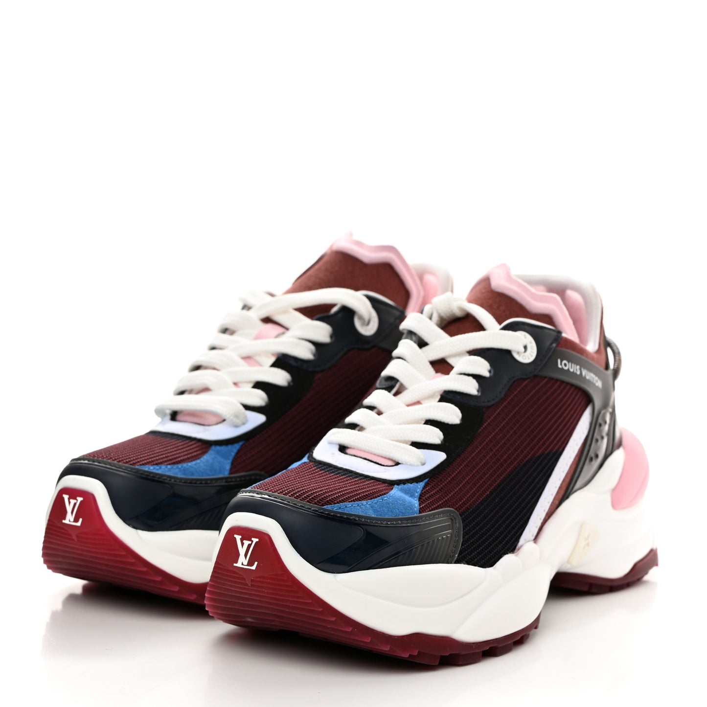 Mix Materials Suede Calfskin Run 55 Sneakers 35.5 Burgundy