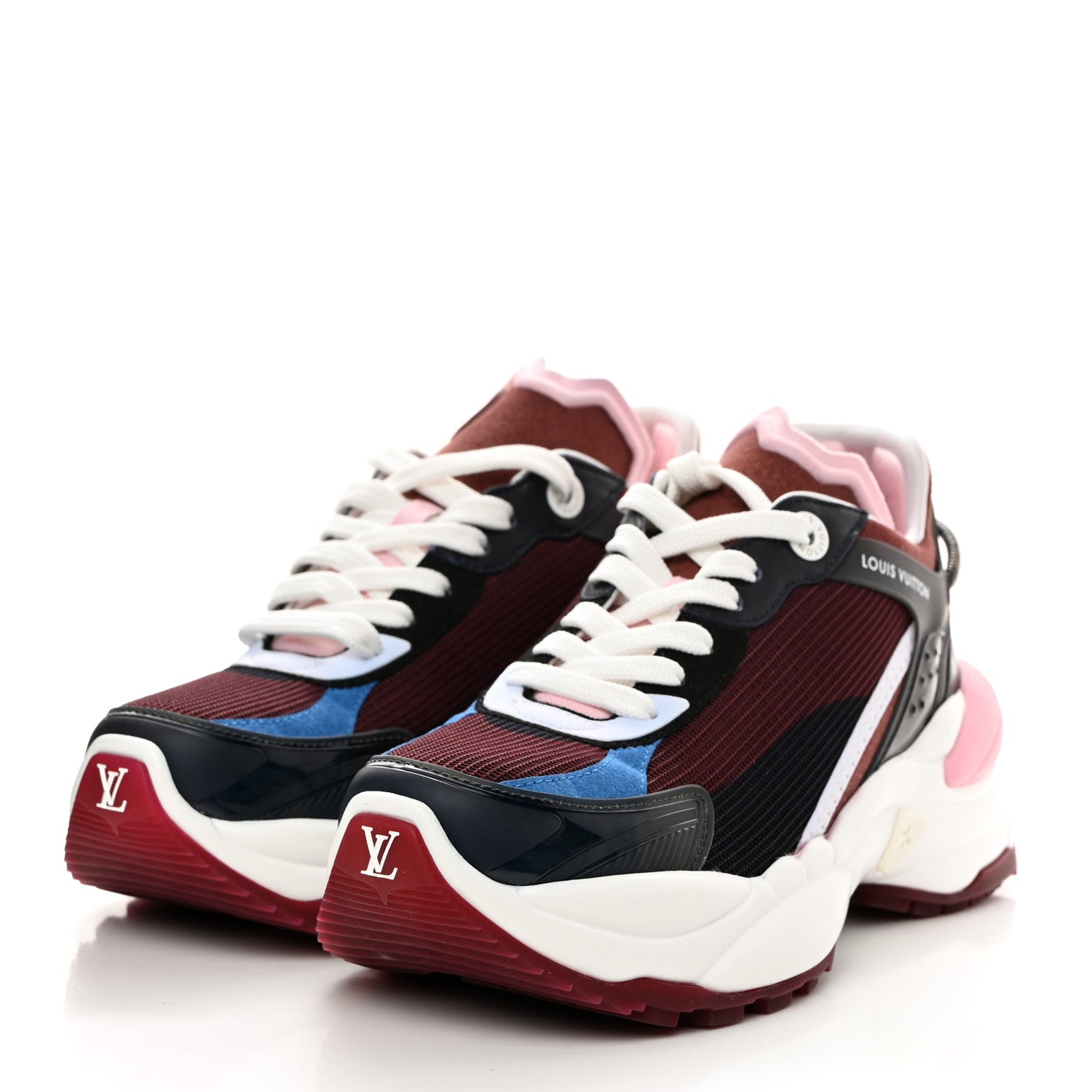 Louis Vuitton Mix Materials Suede Calfskin Run 55 Sneakers 35.5 Burgundy 3 of 9