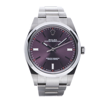 Rolex Stainless Steel 39mm Oyster Perpetual Watch Red Grape 114300 1 of 7