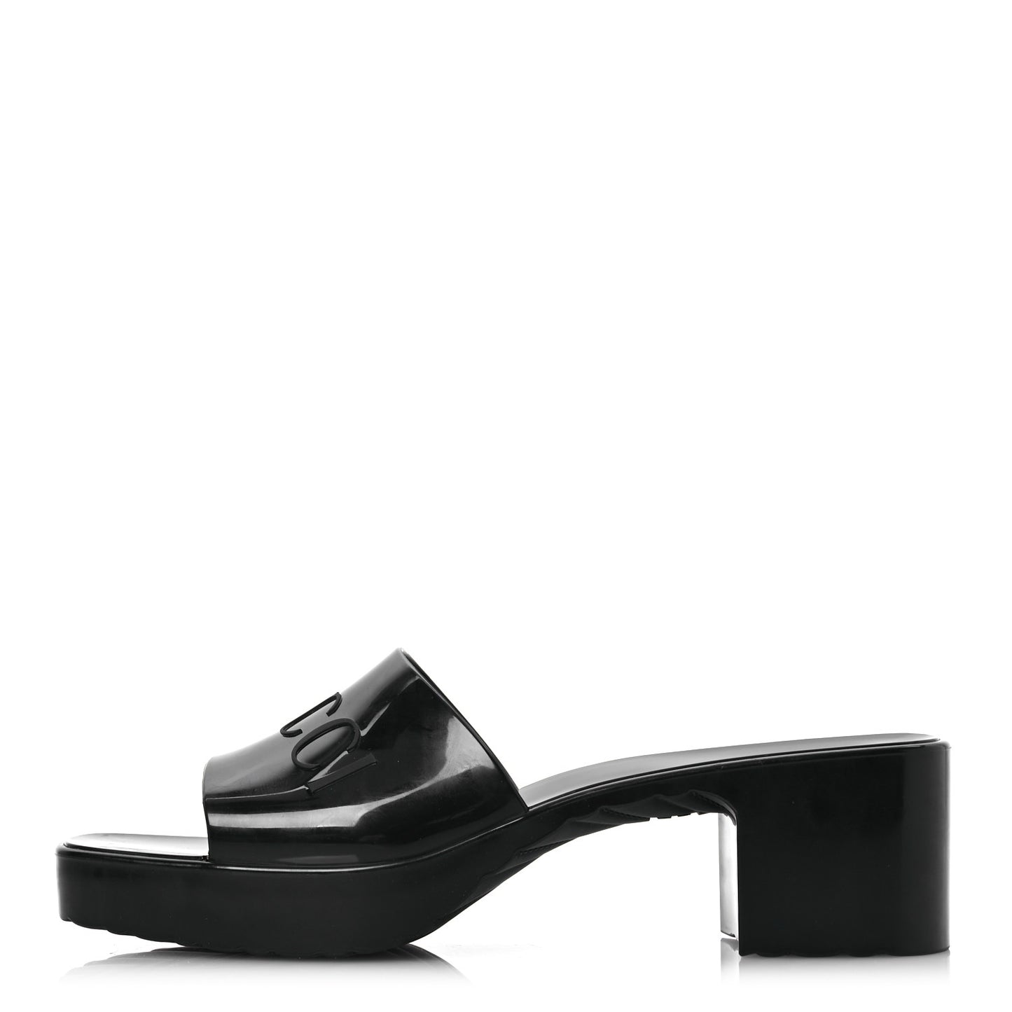 Rubber Gucci Logo Womens Platform 20/60mm Slide Sandals 41 Black