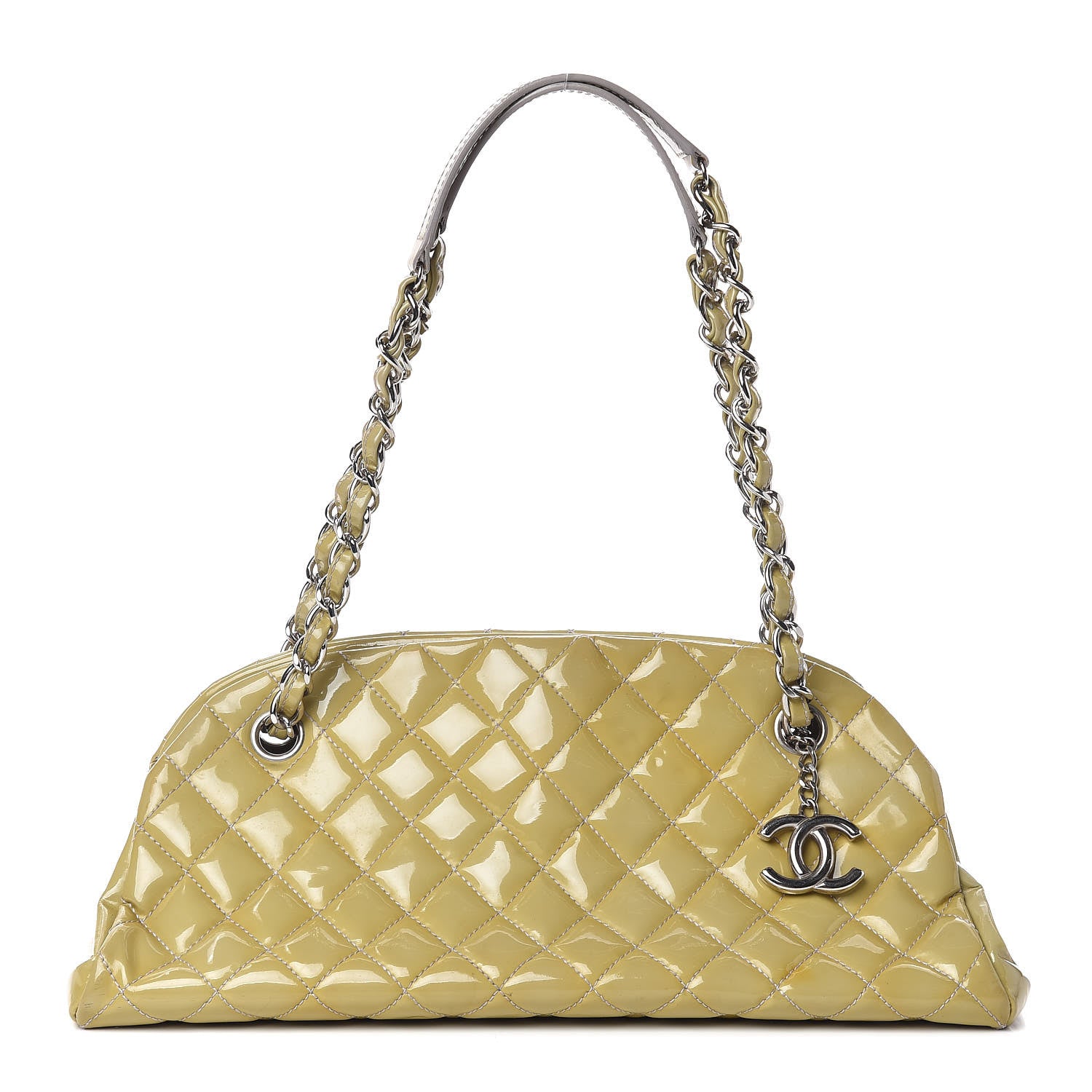 Chanel Patent Quilted Medium Just Mademoiselle Yellow 1 of 16