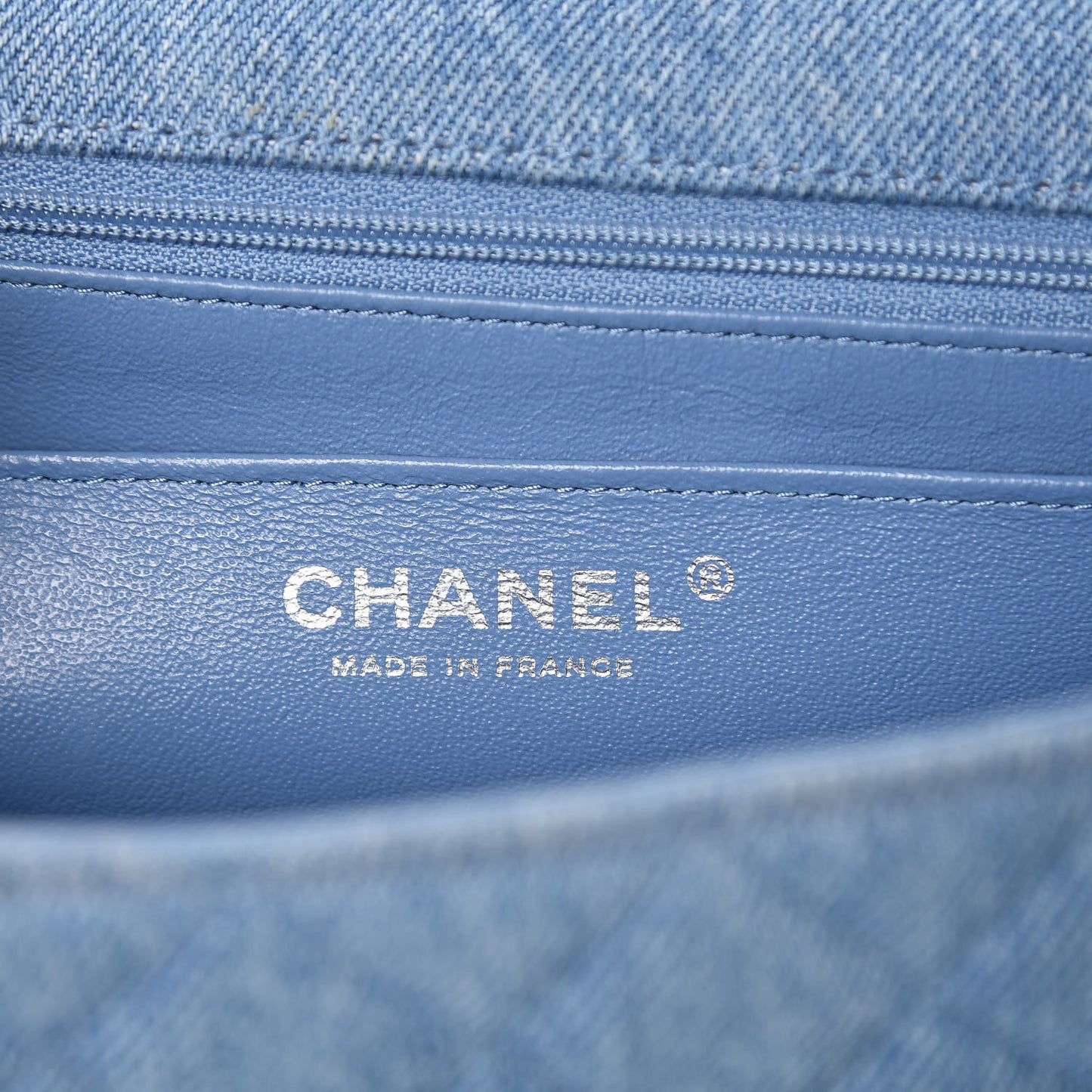 Denim Braided Medium Flap Bag Light Blue