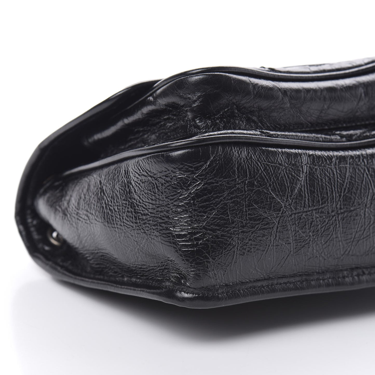 Crinkled Calfskin Matelasse Monogram Baby Niki Chain Satchel Black
