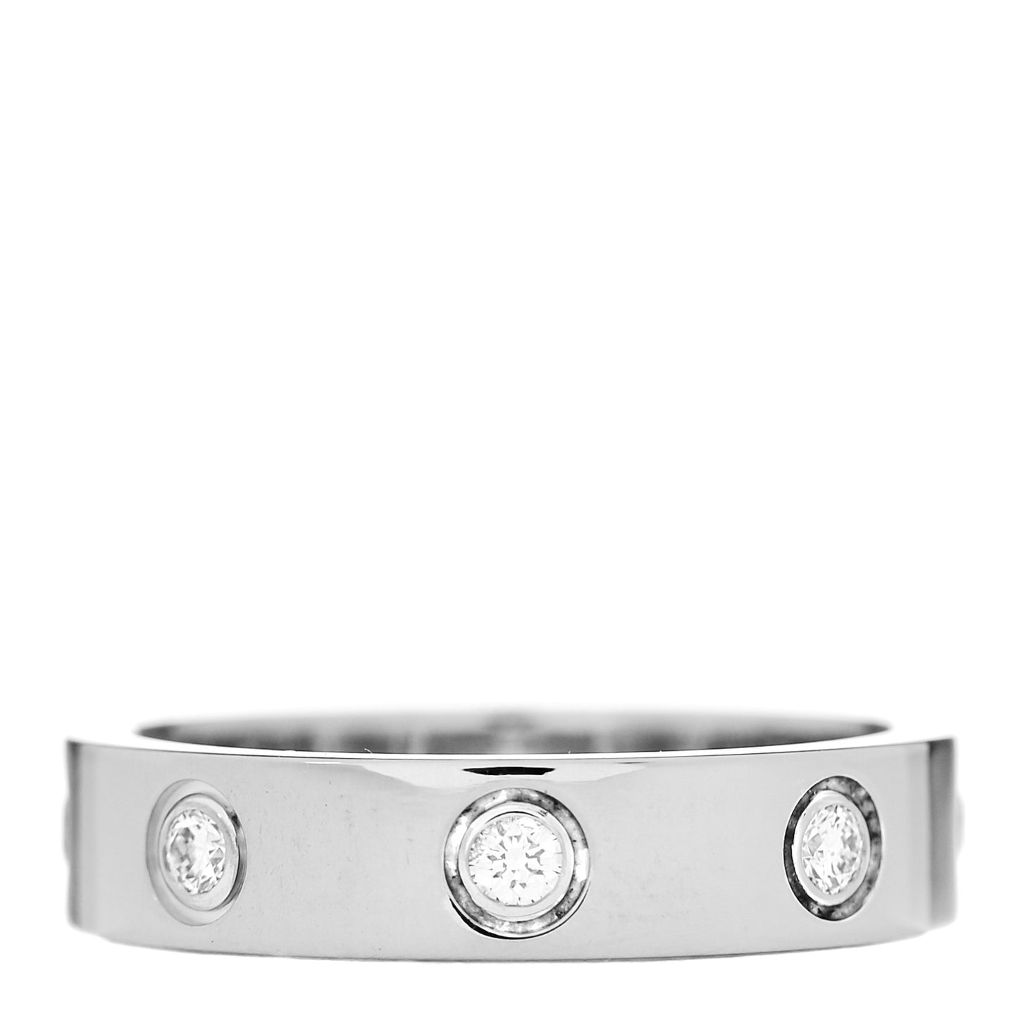 18K White Gold 8 Diamond 4mm LOVE Wedding Band Ring 48 4.5