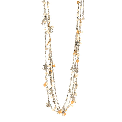 Chanel Pearl CC Charms Multi Strand Long Necklace Gold Silver 1 of 5