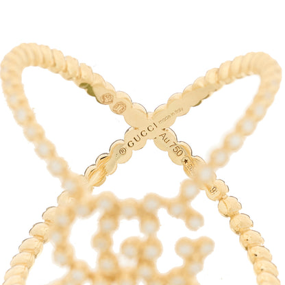 Gucci 18K Yellow Gold Diamond GG Running X Ring 48 4.5 4 of 5