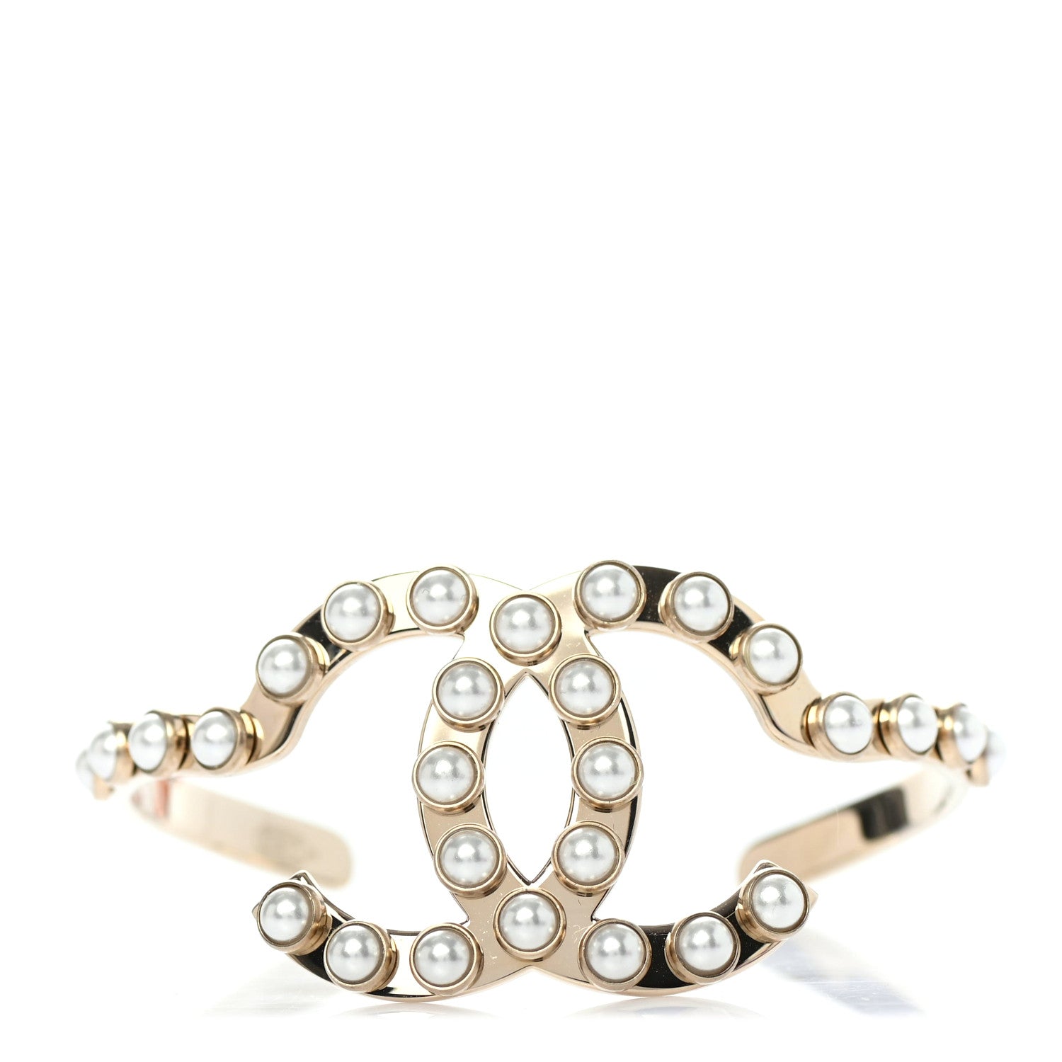 Chanel Pearl CC Cuff Bracelet Gold 1 of 3