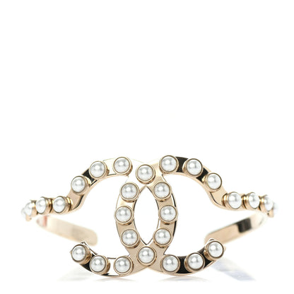 Chanel Pearl CC Cuff Bracelet Gold 1 of 3