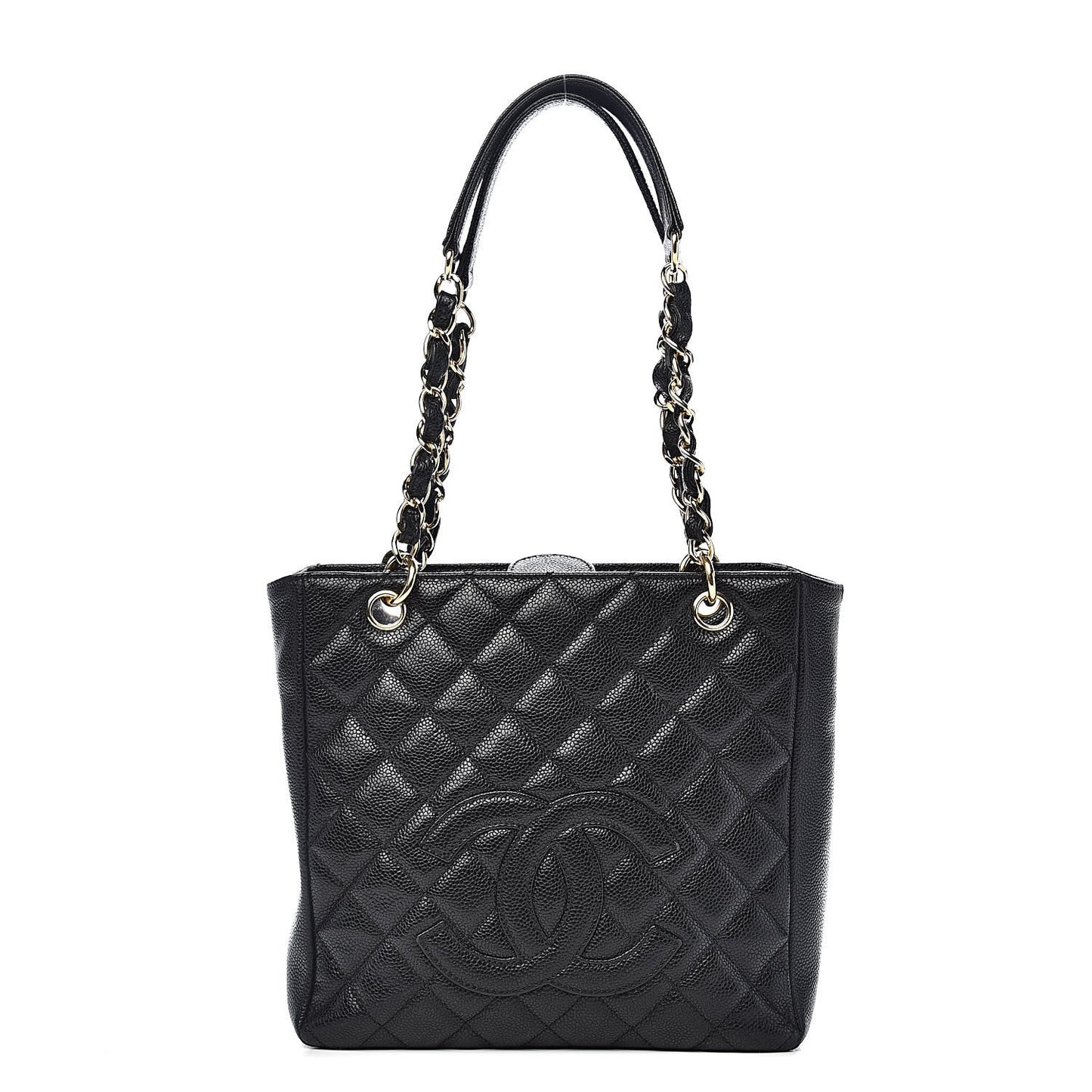 Caviar Quilted Petit Shopping Tote PST Black