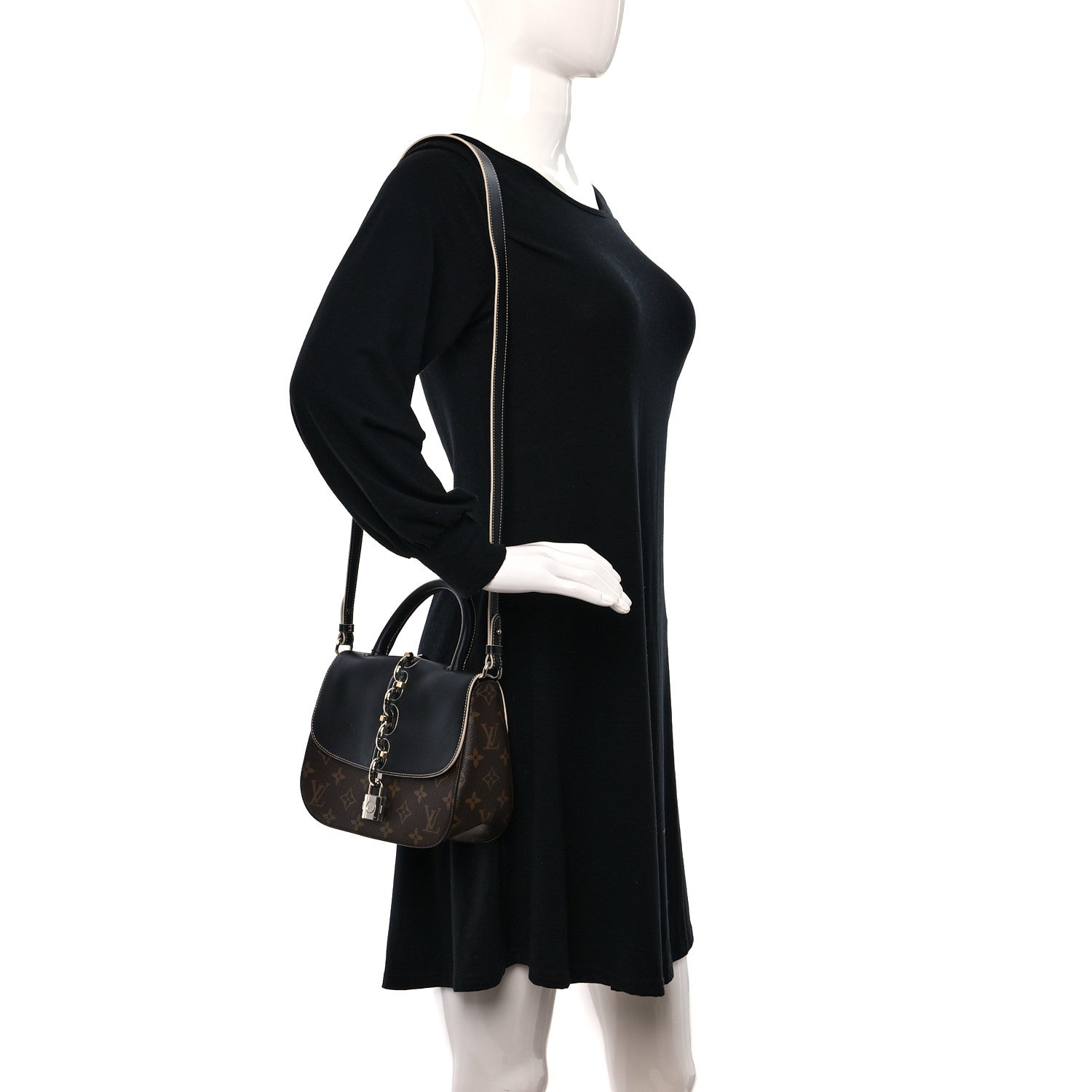Louis Vuitton Calfskin Monogram Chain It Bag PM Black 2 of 9