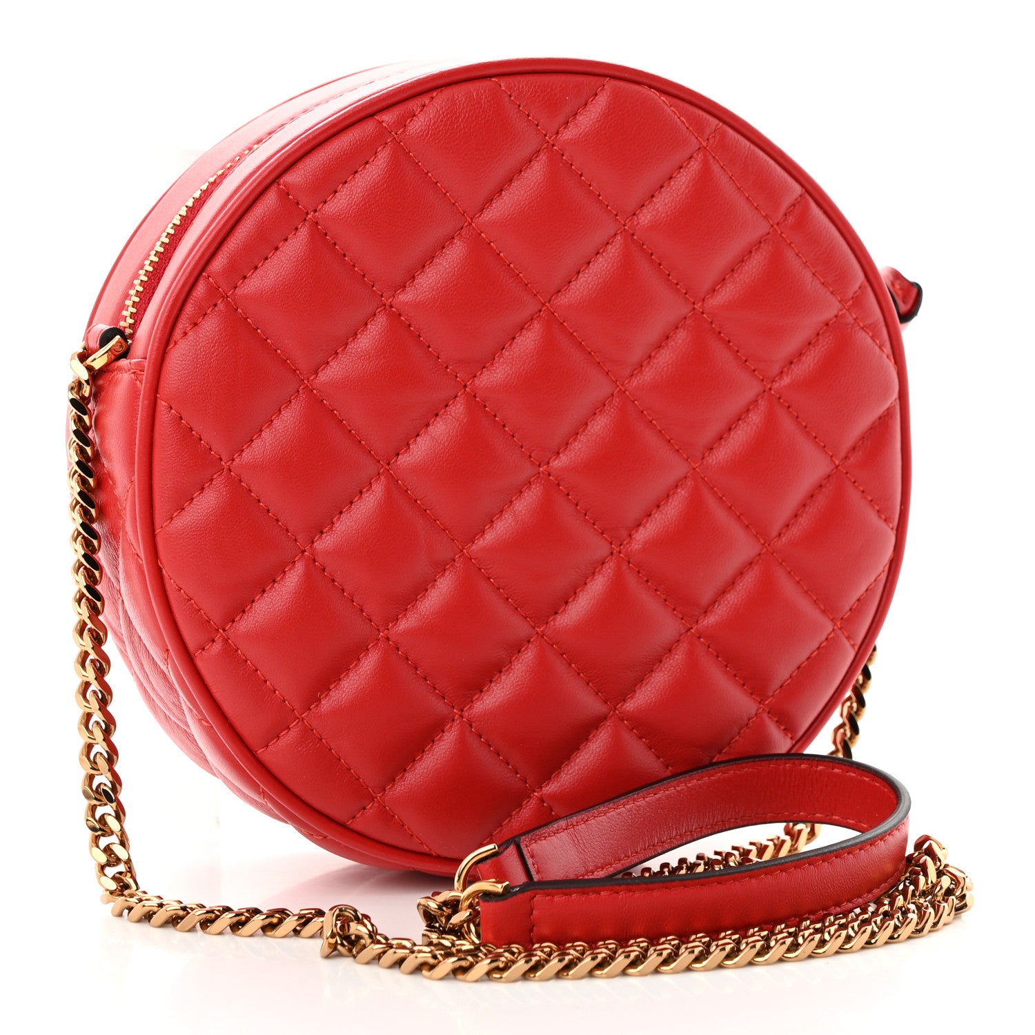 Versace Nappa Quilted La Medusa Round Camera Bag Red 3 of 9