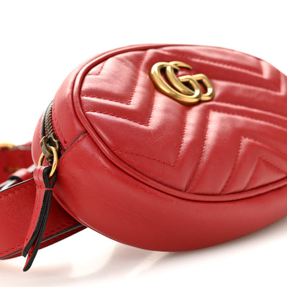 Gucci Calfskin Matelasse GG Marmont Belt Bag 85 34 Hibiscus Red 10 of 10